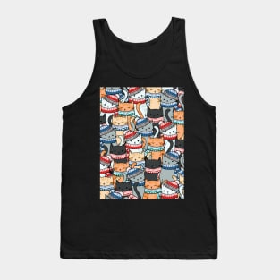 Cats in Winter Scarves & Hats Pattern Tank Top